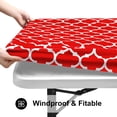 thumbnail image 2 of decorUhome Fitted Vinyl Tablecloth Rectangular 30"×48"in(90"×136"cm), Waterproof Wipeable PVC Table Cover, Moroccan, Red, For Indoor or Outdoor, 2 of 8
