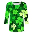 thumbnail image 5 of St. Patrick's Day Tshirt, Womens 3/4 Sleeve Tops, Round Neck Blouses Fashion Women's Tees Casual Crewneck 3/4 Sleeves Loose T Shirt Ladies Tops Blouses Shirts, 5 of 5