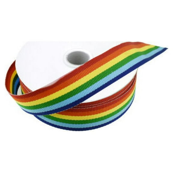 Rainbow Stripes Grossgrain Ribbon, 7/8-Inch, 4-Yard
