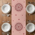 thumbnail image 4 of Table Runner 72 Inches Long for Kitchen Dining, Pink Floral Dresser Scarf Farmhouse, Dining Table Decorations for Wedding/Parties, Circular Flowers Ethnic Abstract Aesthetic 14 x 72 In, 4 of 8
