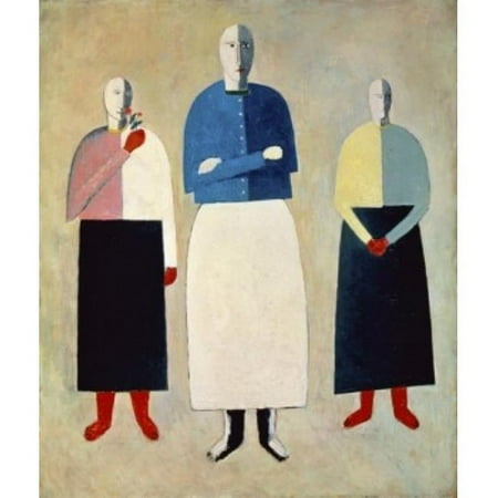 Three Girls Kasimir Malevich 1878-1935 Russian Oil on Canvas Russian State Museum St Petersburg - 18 x 24 in.