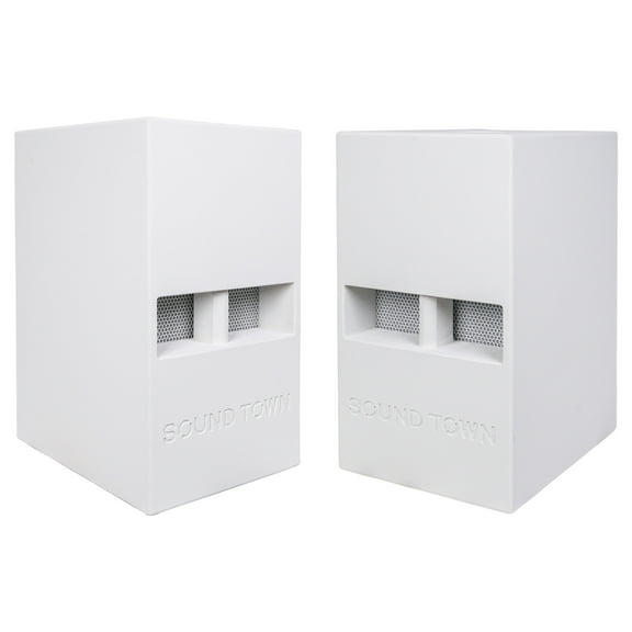 Sound Town 2-Pack 12" 800 Watts Powered PA DJ Subwoofers with Folded Horn Design, Birch Plywood, White (CARME-112SWPW-PAIR)