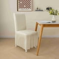 thumbnail image 6 of Seersucker Chair Covers for Dining Chairs,Stretchable Universal Dining Room Chair Slipcovers Washable Removable Elastic Chair Covers for Home,Kitchen,Wedding, Party,Banquet,Protector with Lace Trim, 6 of 9