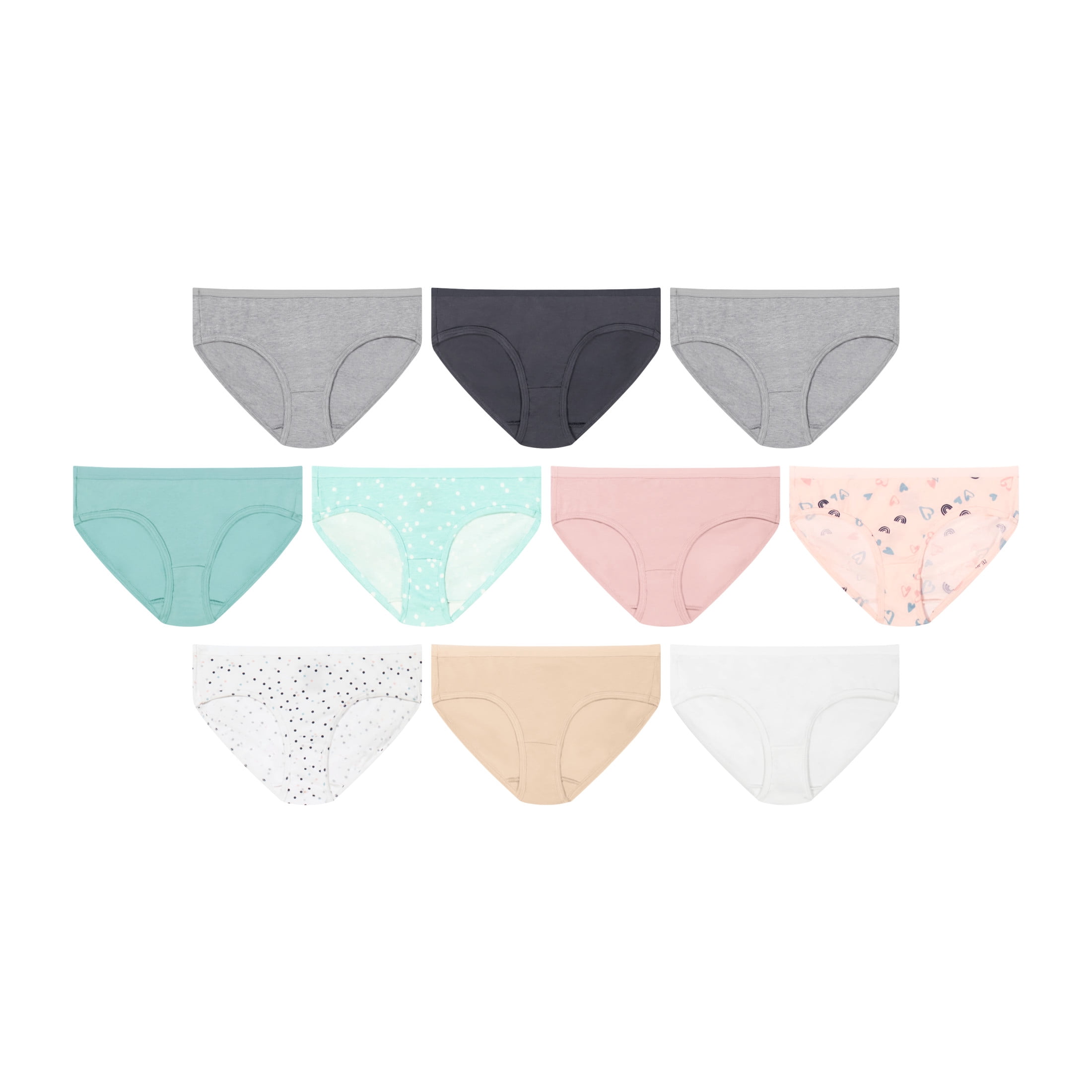 Hanes Girls Underwear Hipster Pack, 10-Pack, Cotton-Stretch Hipster Pants for Girls