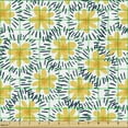 thumbnail image 2 of Ambesonne Floral Fabric by the Yard Upholstery, Flowers and Dashes Around, 1 Yard, Mustard Dark Blue and White, 2 of 5