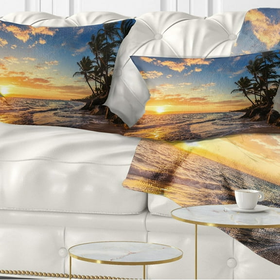 Designart 12" x 20" Blue Polyester Throw Pillow