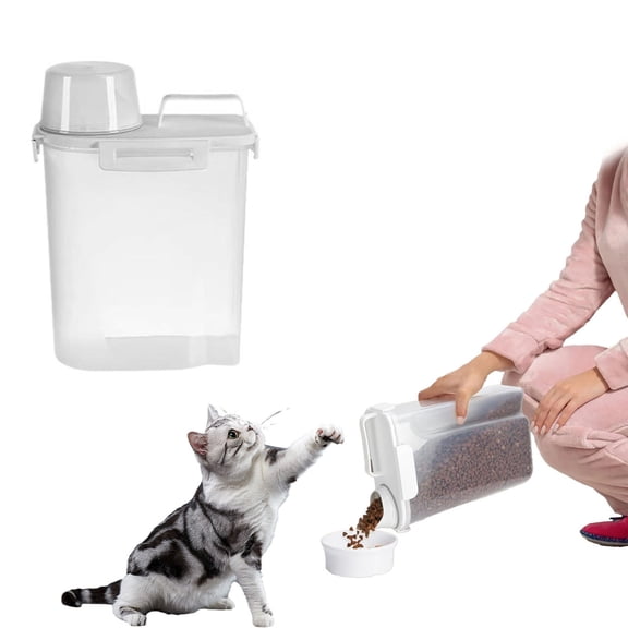 Airtight Dog Food Storage Container - Pet Food Dispenser With Sealing Ring & Measuring Cup, Kitchen Organizer For Cats/Dogs