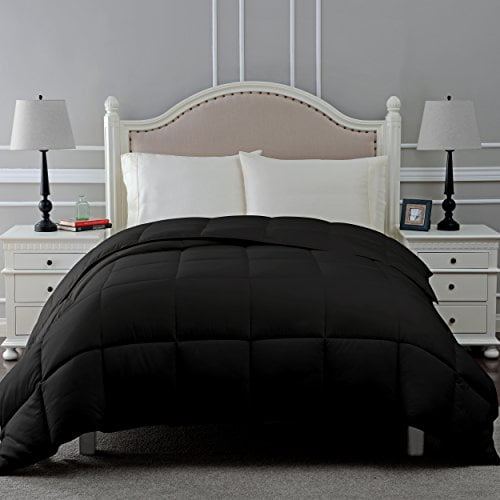 SUPERIOR Down Alternative Comforter - Bed Comforter, Medium-Fill Weight, All Season Comforter, Twin, Black