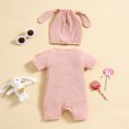 thumbnail image 4 of Baby Girls Easter Outfit Bunny Romper Cotton Cute Bunny Jumpsuit with Rabbit Hat Cap Spring Matching Clothes for and 0-18 Months, 4 of 9