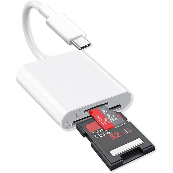 USB C SD Card Reader for iPhone 15/16/17/Mac/iPad,Dual Card Slot Memory Card Reader Supports SD and TF Card Trail Camera Viewer SD Card Adapter Portable Micro SD Card Reader No App Plug and Play