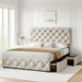 thumbnail image 3 of Modern Storage Solution Bed Frame - Upholstered Platform with 4 Drawers, Adjustable Diamond Tufted Headboard, No Box Spring Needed -Full, 3 of 28