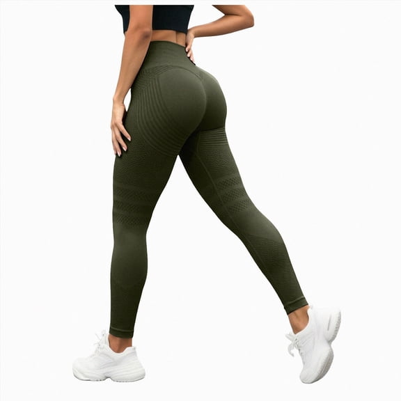 Mnuaqn Anti Cellulite Compression 3D Leggings Women Butt Lifting Tummy Control with Resistance Bands Gym Yoga Pants Army Green for Size L