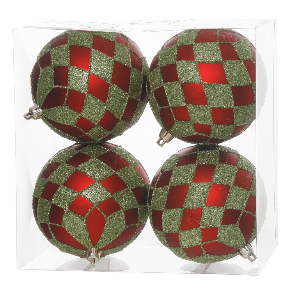 4ct Red and Lime Green Shatterproof Diamond Accent Christmas Ball