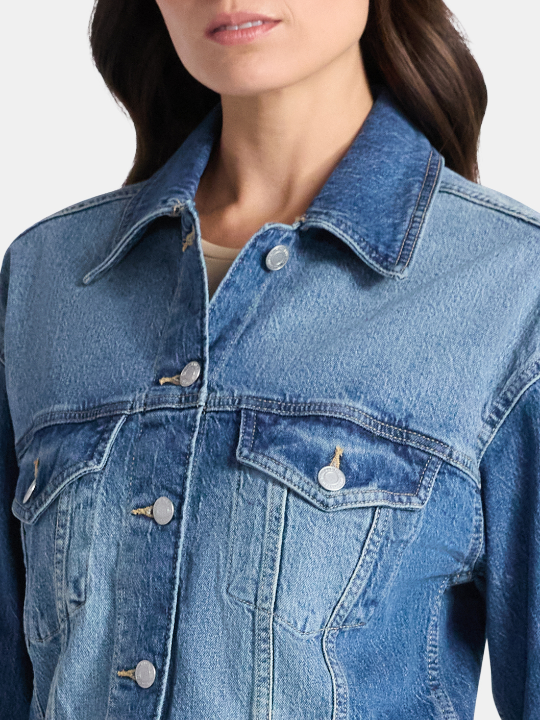 Time and Tru Women’s Cropped Denim Jacket, Sizes XS-3XL