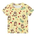 thumbnail image 7 of SGFCWSX Girls Short Sleeve T-Shirt, Kids Crew Neck Casual Printed Tops Daily Summer Tees Yellow Size 7-8 Years, 7 of 7