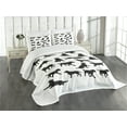 thumbnail image 3 of Ambesonne Labrador Quilted Bedspread Set 3 Pcs, Various Positions, King Size, Charcoal Grey White, 3 of 5