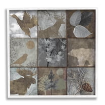 Stupell Industries Rustic Woodland Animal Square Collage Brown Grey Forest, 17 x 17, Design by Sophie 6