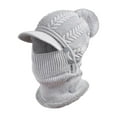 thumbnail image 3 of Pasamontañas de punto elástico, polaina para el cuello, orejeras transpirables, gorro cálido con botones Gris Cola pasamontañas para motocicleta, 3 of 7