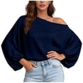 thumbnail image 2 of Neewe Womens Casual Off Shoulder Tops Long Sleeve Fashion Flowy Pullover Casual Fashionable Daily Outfits, 2 of 5