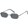 thumbnail image 2 of Extreme Small Metal Rectangle Sunglasses Thick Frame Flat Lens 48mm (Gunmetal / Smoke), 2 of 4