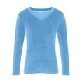 thumbnail image 3 of Ltctricy Women's Plus Size Velvet Tops Trendy V Neck Long Sleeve Solid Color Velour T Shirts Dressy Casual Blouses(Light Blue,X-Large), 3 of 4