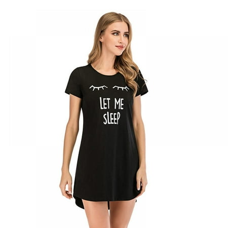 

[BRAND DROPSHIPPING!]Ladies Solid Color Cute Cotton Nightdress Casual Plus Size Cartoon Nightdress