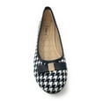 thumbnail image 2 of Women’s Black and White Houndstooth Ballerina Flats with Bow – Round Toe Slip-On Dress Shoes – Comfortable Casual Everyday Flats for Work, Office, Travel, or Evening Wear, 2 of 5