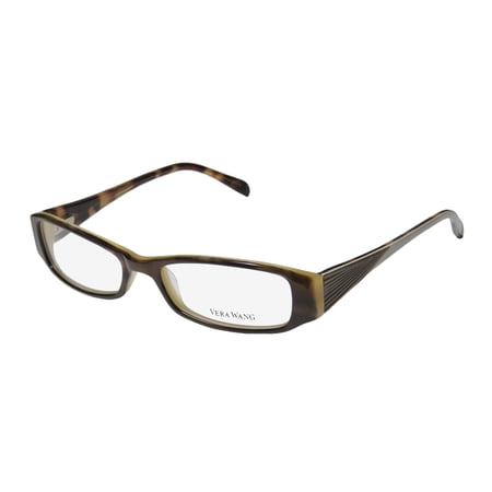 NEW VERA WANG V024 WOMENS/LADIES DESIGNER FULL-RIM SUEDE HORN / IVORY FRAME DEMO LENSES 50-16-130 SPRING HINGES EYEGLASSES/GLASSES