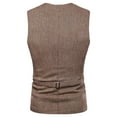 thumbnail image 6 of Yaoyar Men's Suit Vest Business Winter Formal Dress Waistcoat Solid Color Vest for Suit Tuxedo Suit Waistcoat Vest Jacket Coat Khaki M, 6 of 9