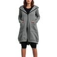 thumbnail image 2 of qolati Zip Up Hoodie For Women Double Back Zipper Long Tunic Hooded Sweatshirt Casual Drawstring Fleece Fall Winter Jacket Coat with Pockets, 2 of 10
