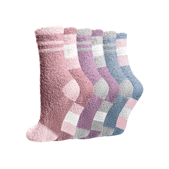 UVN Fuzzy Sock for Women 6 Pairs Warm Soft Plush Sleep Socks Womens Gifts, Size 5-9