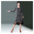 thumbnail image 3 of Sexy Latin Dance Suit Spring and Summer Styles Line Dance Skirt Slim Fit Tassel Women's Dress Long Sleeves Wear Clothing Use, 3 of 7