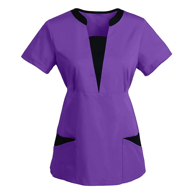T-Shirt Basique pour Femmes, Manches Courtes, Décontracté, Col en V, Hauts d'Été pour Femmes, Violet L