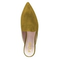 thumbnail image 4 of YDN Women Pointed Toe Slip on Mules Comfortable Low Chunky Heel Loafer Shoes Daily Dress Backless Pumps Size 6.5 Olive Suede, 4 of 5
