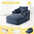 thumbnail image 3 of Comfy Oversized Corduroy Chaise Lounge Chair in Neutral Color, 1 Seat Modern Sofa Couch for Living Room Apartment, 3 of 10