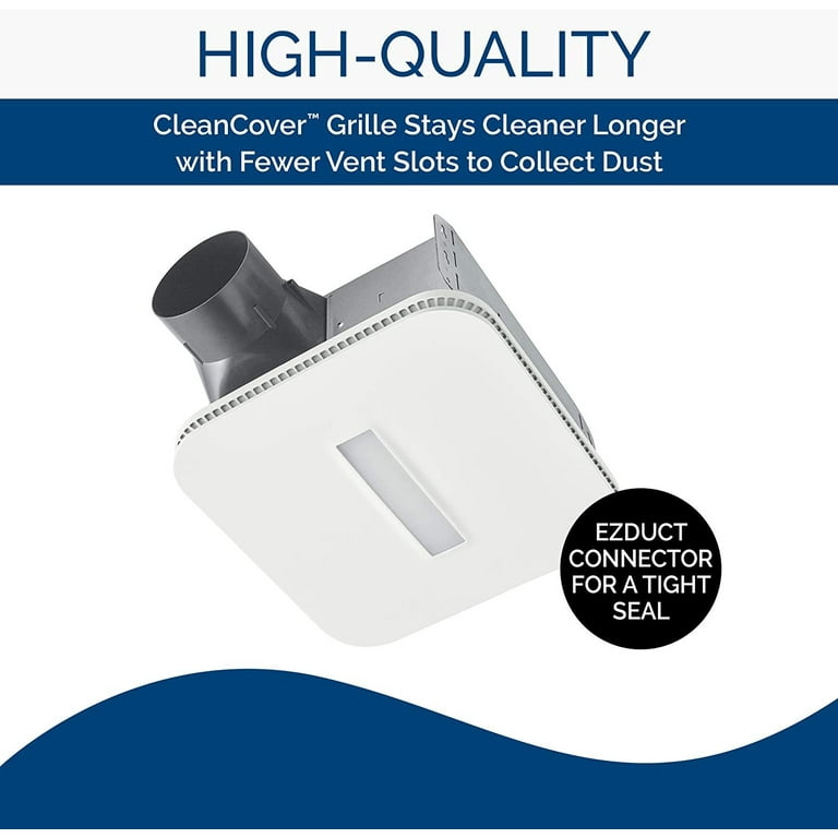 BROAN NuTone AE80LK Flex Bathroom Exhaust Ventilation LED Light, Energy  Star Certified, 80 CFM, 0.7 Sones Bath Fan, White - Walmart.com