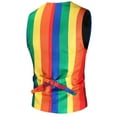 thumbnail image 3 of Men Blazer Slim Fit Rainbow Print Suit Jacket Vest and Suit Pants Evening Party Dinner Formal Wear 3 Pcs Set, 3 of 4
