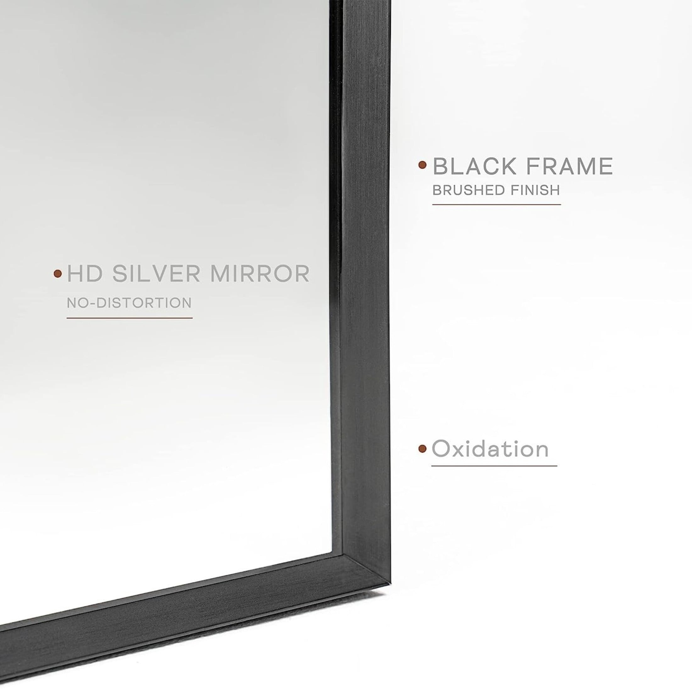 Noble House 20"x30" Arched Metal Wall Mirror, Vanity Mirror for Bathroom, Bedroom & Living Room, Black