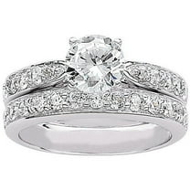 3.1 Carat T.G.W Round CZ Sterling Silver Bridal Set
