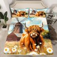 thumbnail image 2 of Homewish Highland Bull Twin Sheet Sets 3pcs for Female Men,Vintage Cabin Cottage Windmill Twin Fitted Sheet Microfiber,Chic Floral Daisy Breathable Flat Sheet,Luxury Bedroom Decor, 2 of 7
