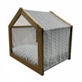 thumbnail image 2 of Black and Grey Pet House, Blossoming Flowers Pattern Simplistic Sketch Style Flourishing Garden, Outdoor & Indoor Portable Dog Kennel with Pillow and Cover, 5 Sizes, Black Grey White, by Ambesonne, 2 of 5