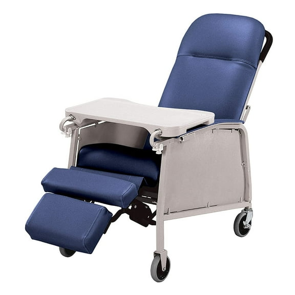 Graham Field Lumex 3 Position Medical Recliner Chair w/ Wheels, Royal Blue