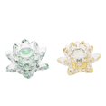 thumbnail image 1 of Crystal Lotus Flower Crafts Paperweights Glass Lotus Model Green & Yellow, 1 of 5