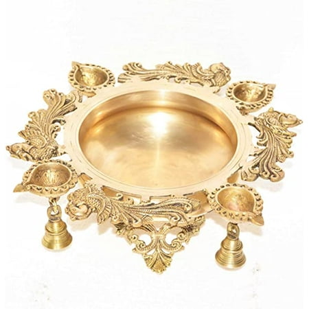 

Aakrati Brass Flower Holder and Small Fire Place Marshmallow Burner for Kids with Oil Lamps Indoor Small Fire Pit Brass Handmade Hurli