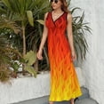 thumbnail image 6 of Red Orange Yellow Burning Flames And Fire Sleeveless Dress Dresses Women Summer Evening Dresses Ladies Bohemia Long Dresses, 6 of 9
