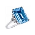 thumbnail image 3 of RYLOS Rings for Women Sterling Silver Designer 16X12MM Emerald Cut Gemstone & Diamond Ring December Blue Topaz Jewelry Size 7, 3 of 6