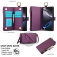 thumbnail image 4 of For iPhone 17 Pro Max RFID Blocking Protective Purse Wallet Case Magnetic Flip Cover Multi-Card Slots Zipper Pocket With Metal Ring Buckle Detachable Shoulder Strap And Wrist Strap Phone Case, 4 of 7