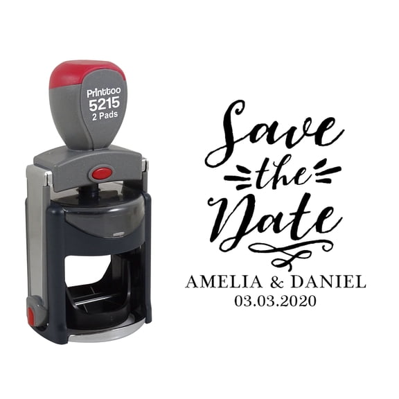 Printtoo Roound Personalized Black Self Inking Save The Date Stamp Custom Wedding Rubber Stamper-45 mm