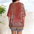 thumbnail image 4 of V-Neck Women's Short Sleeve T-shirt Summer Tops For Women Short Sleeve Crewneck Oversized T Shirts Trendy Solid/Flower Printed Beach Vacation Clothes,Red Women's Short sleeve T-shirt L, 4 of 5