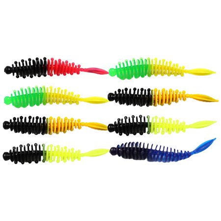 8Pcs/Set 5.5cm/1.3g Fishing Lure Simulated Bright Color Flexible Vivid Reusable Fish Attraction Universal Soft PVC Trout Fishing Artificial Worm Swimbait Fishing Gear